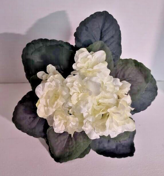 9" Artificial African violet (White) without pot
