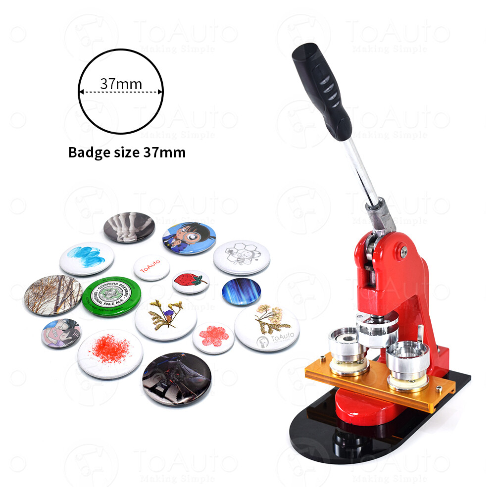37mm 1.5" Button Maker Badge Press 100 Pcs Circle Cutter Manual Making Machine