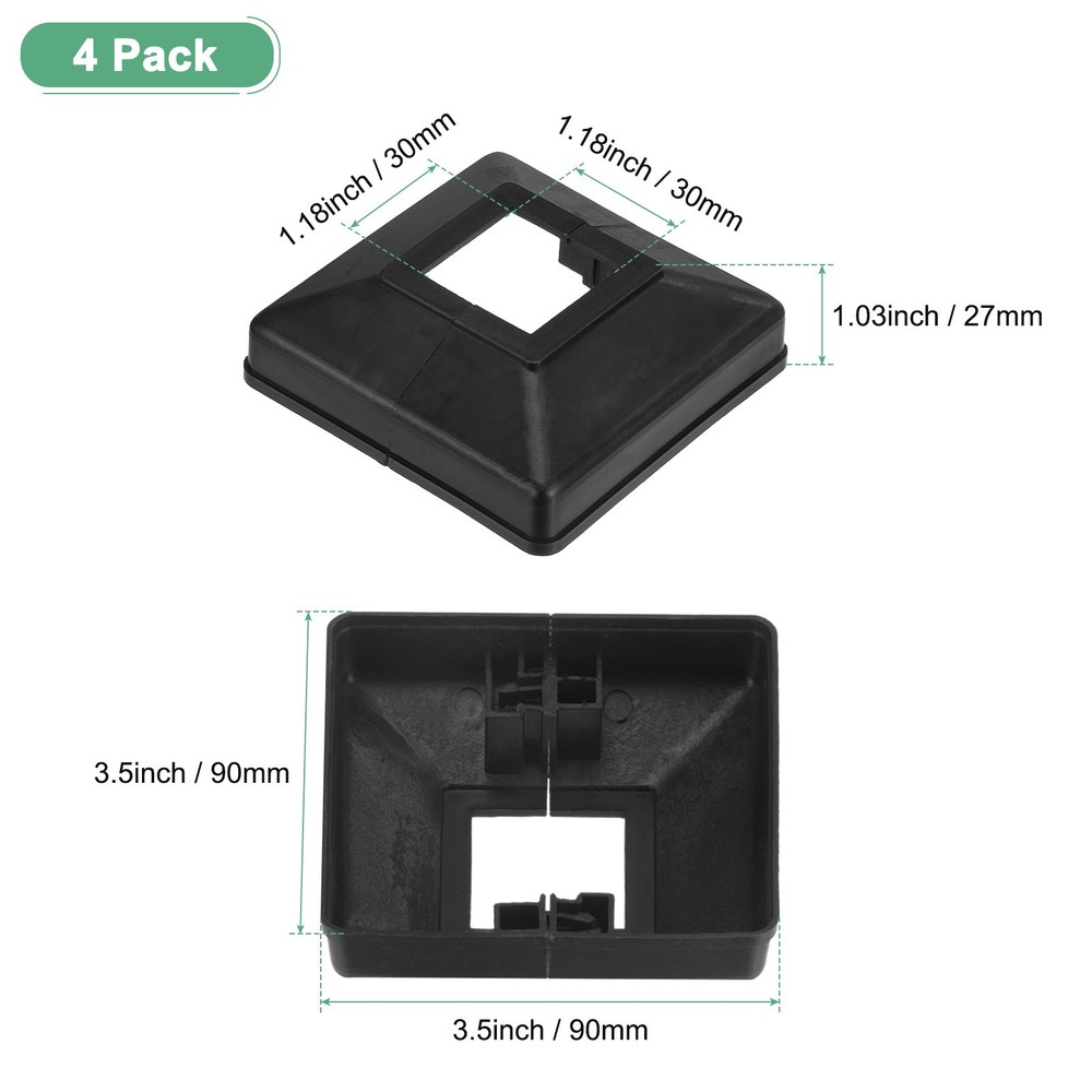 4-Pack Post Base Cover, Internal 1.18"x 1.18" Post Skirt Split Type for Railing