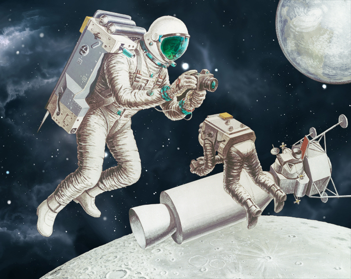 Apollo Engineering Concept Art Print Moon Mission Voice Control Backpack NASA