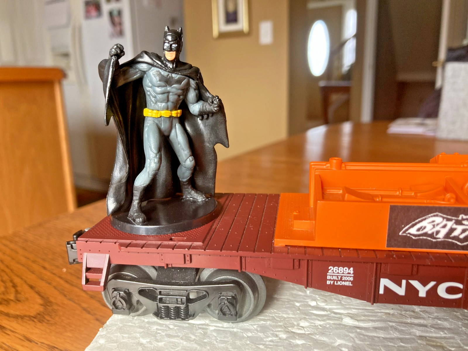 Lionel Customized SearchLight Car with Batman and Bat Signal