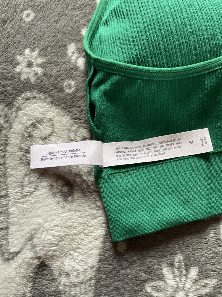 Auden Lightly Lined Bralette Simple Pullover Style Size M Green NWT
