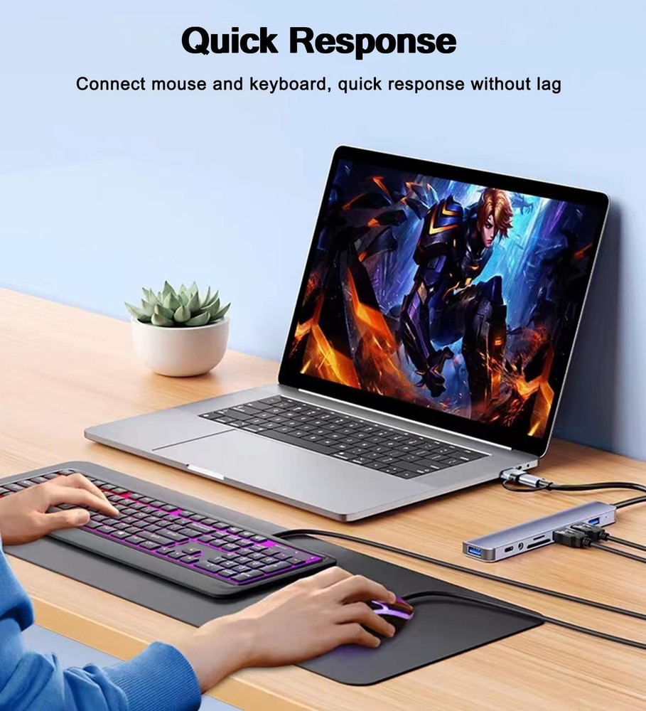 Multi Memory Card Reader 8 in 1 USB Splitter TF/SD Adapter USB C USB Hub 3.0