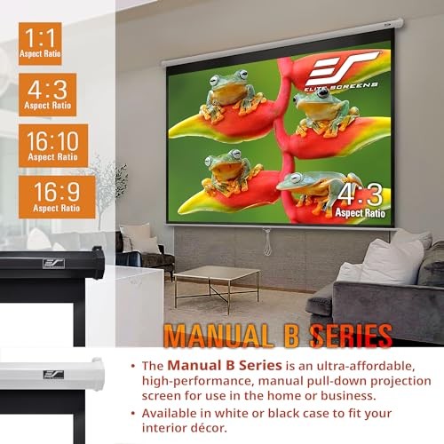 Manual B, 80-INCH Manual Pull Down 80 INCH Projector Screen White Case 16:9