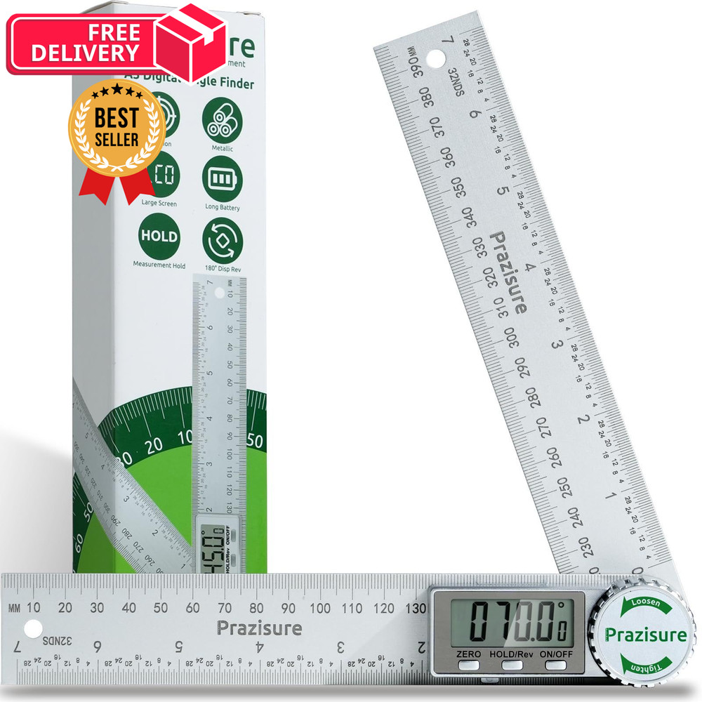 Prazisure Digital Angle Finder Protractor, 7inch Professional Angle...