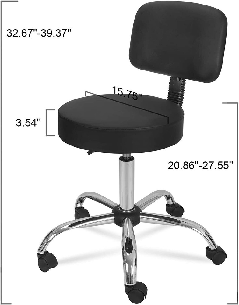 Rolling Swivel Salon Stool Chair Hydraulic with Back Support Adjustable Height