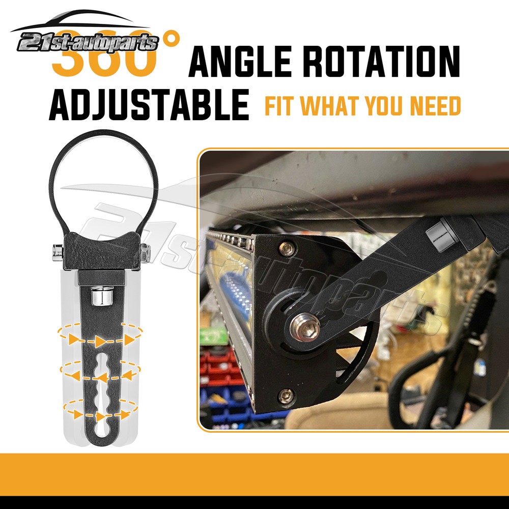 2" LED Light Bull Bar Round Roll Cage Mount Bracket Kit For ATV UTV SUV Model