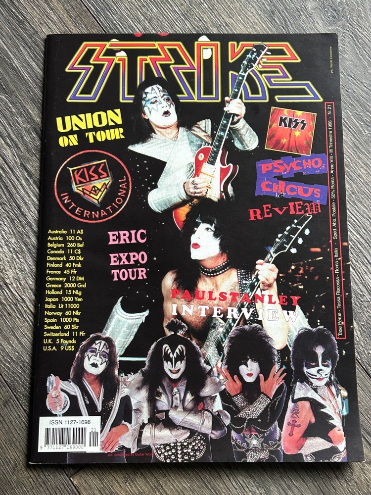 KISS Fanzine Magazine STRIKE 21 Italy 1998 Ace Frehley Paul Stanley Vintage Kiss