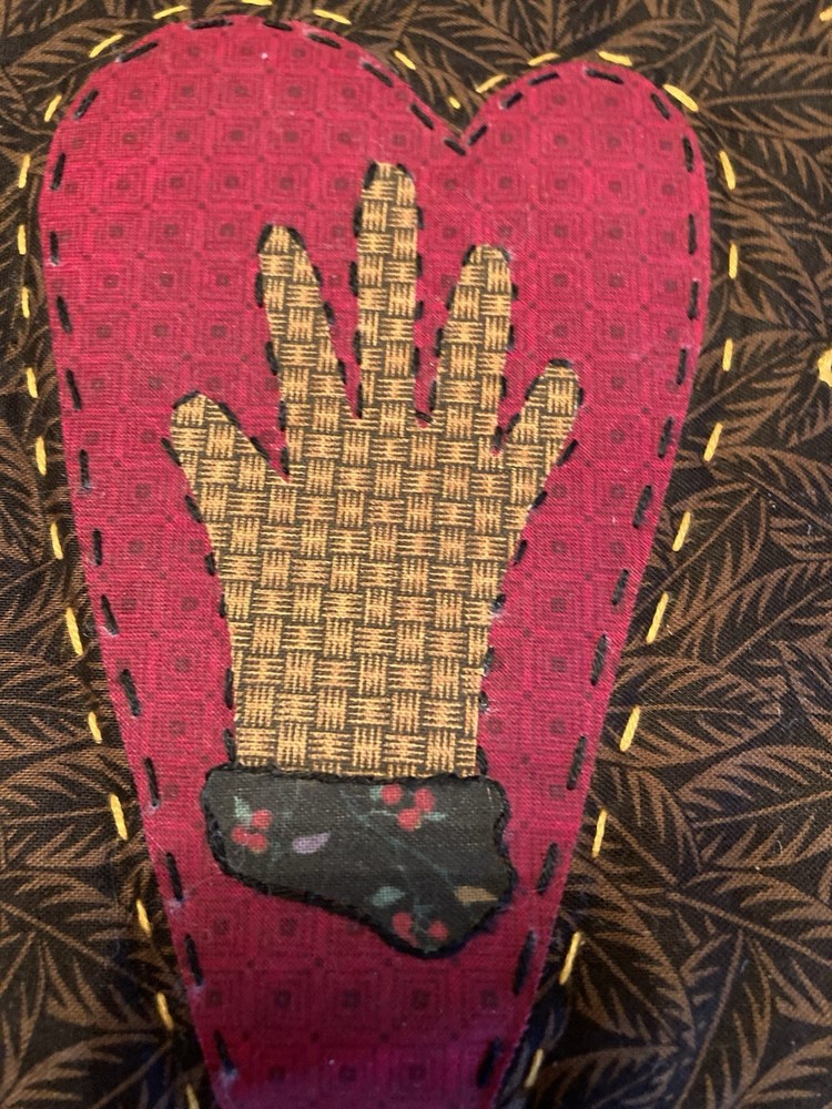 Primitive American Quilt Patchwork Hand Embroidered Mini Wall Hanging