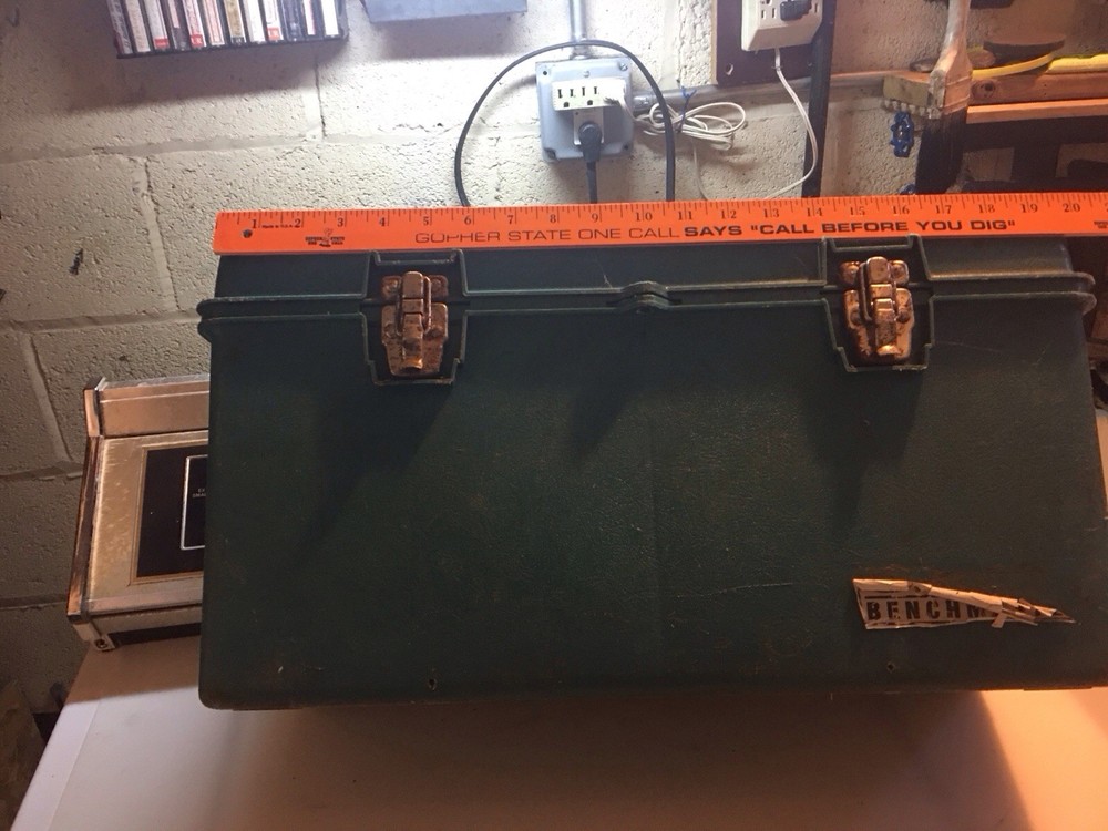 Vintage Benchtop Green Plastic Toolbox