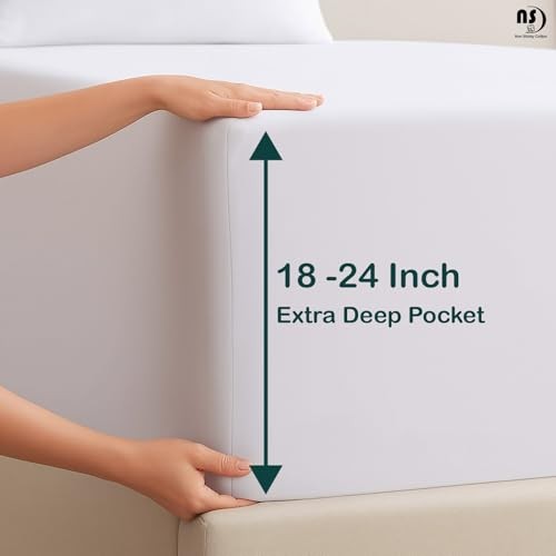 4 Piece 100% Egyptian Cotton 400 Thread Count Extra Deep Queen White Solid