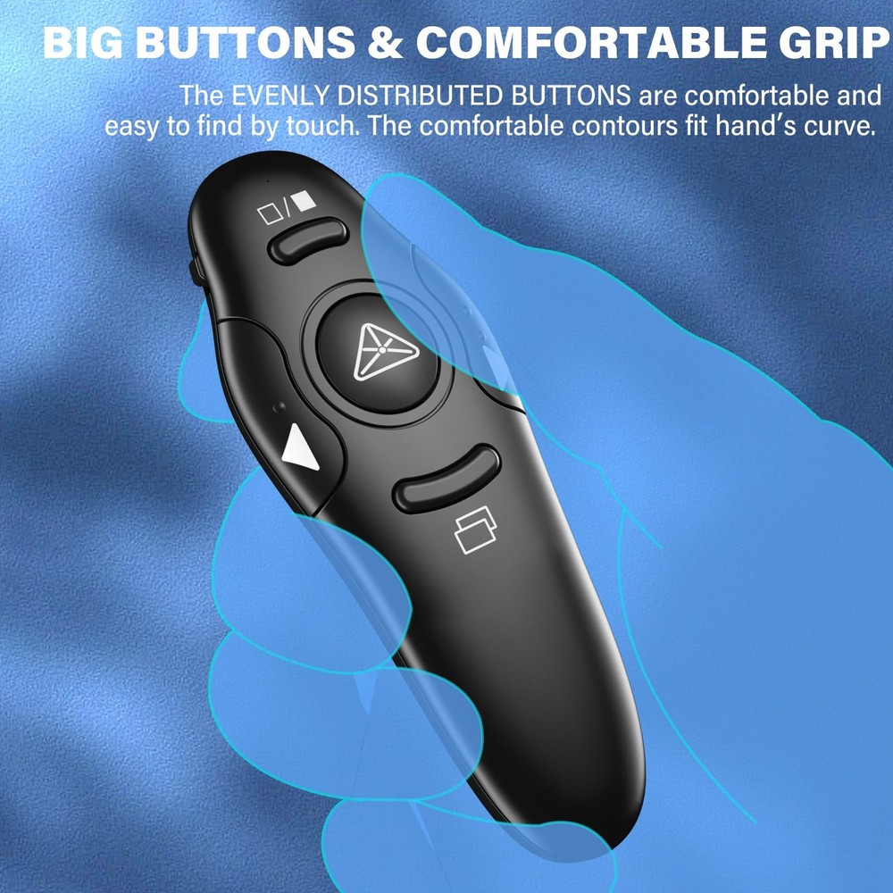 2-in-1 USB Type C Presentation Clicker Wireless Presenter Remote with Laser P...