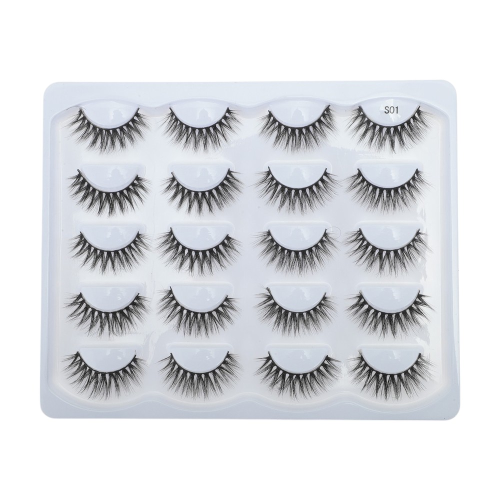 S01 False Eyelashes for Makeup Black 10 Pair