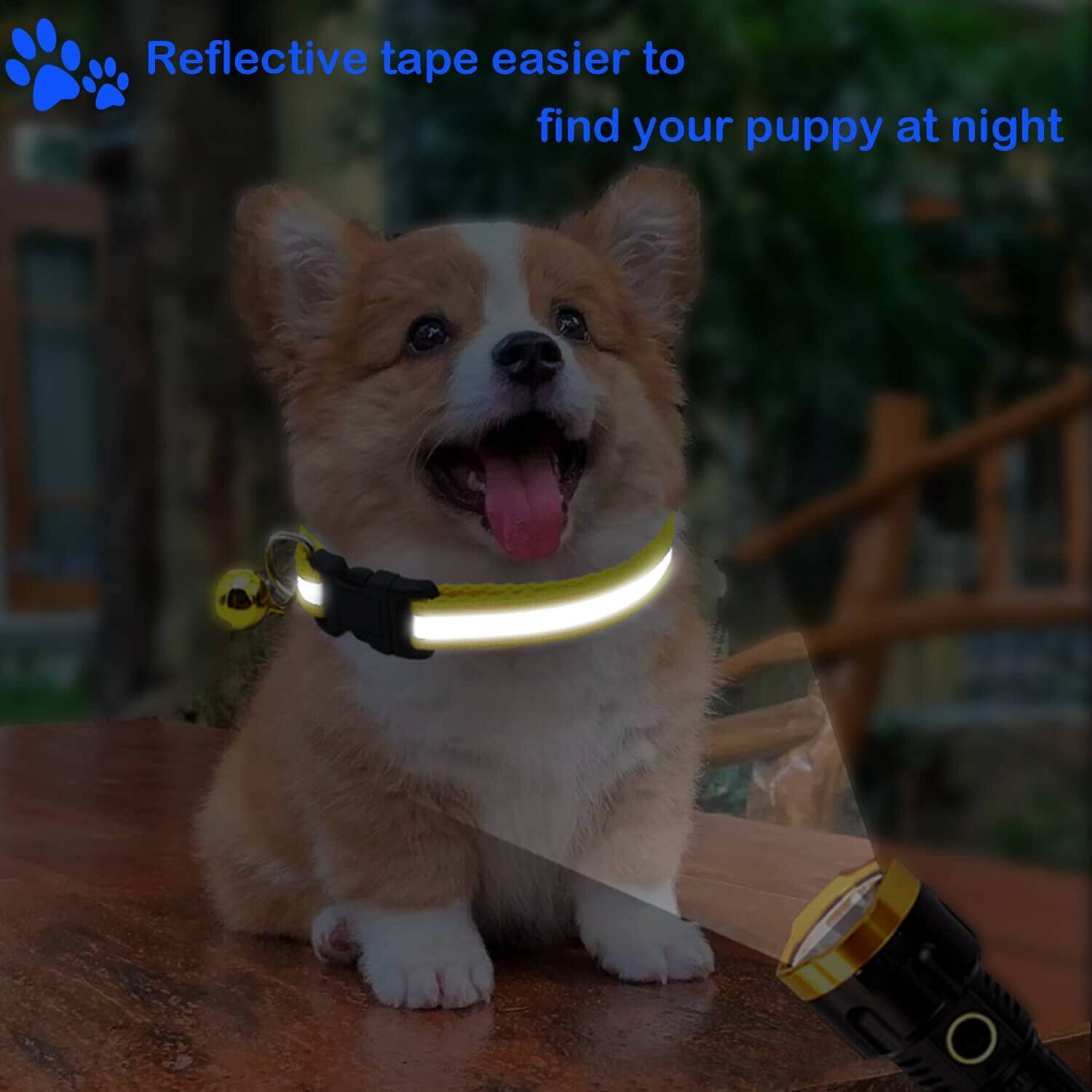 5PCS Reflective Nylon Collar With Bell Cat kitten Small Dog Puppy Pet Adjustable
