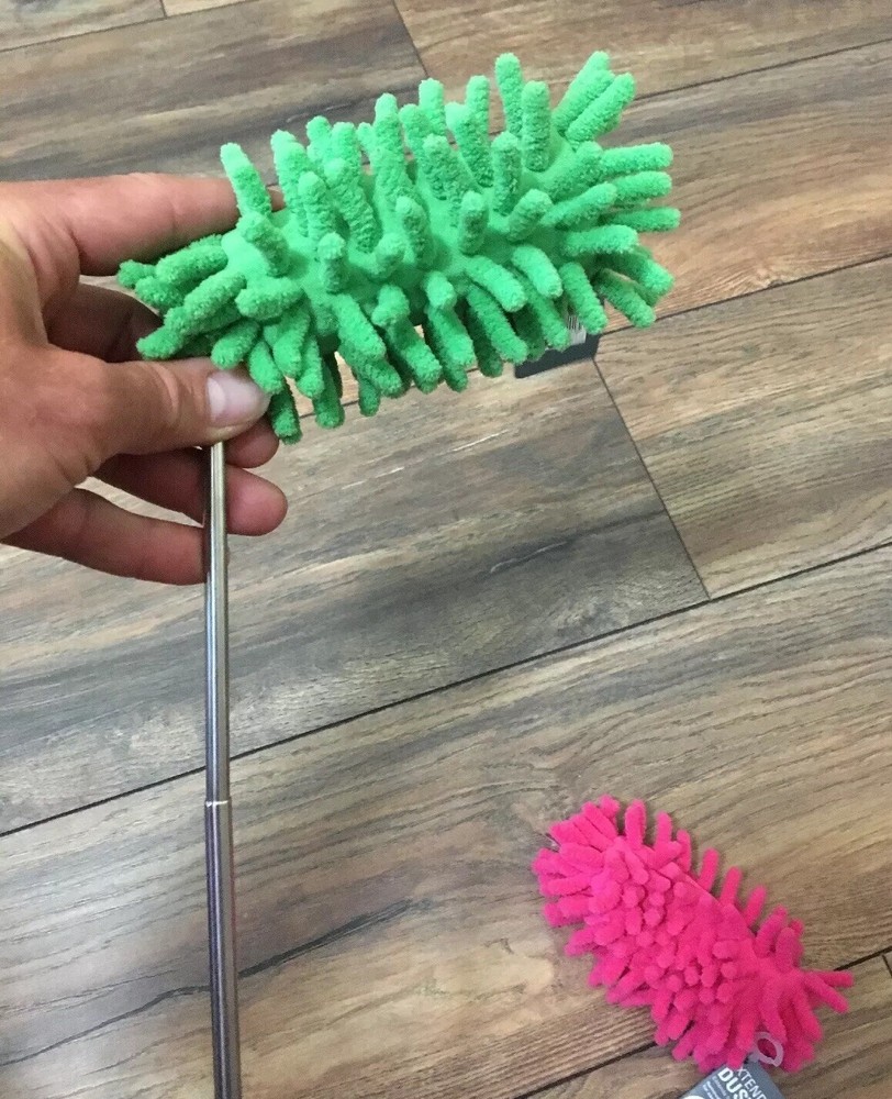 Kirkkerland Extendable Microfiber Duster with 2 Washable Reusable Covers
