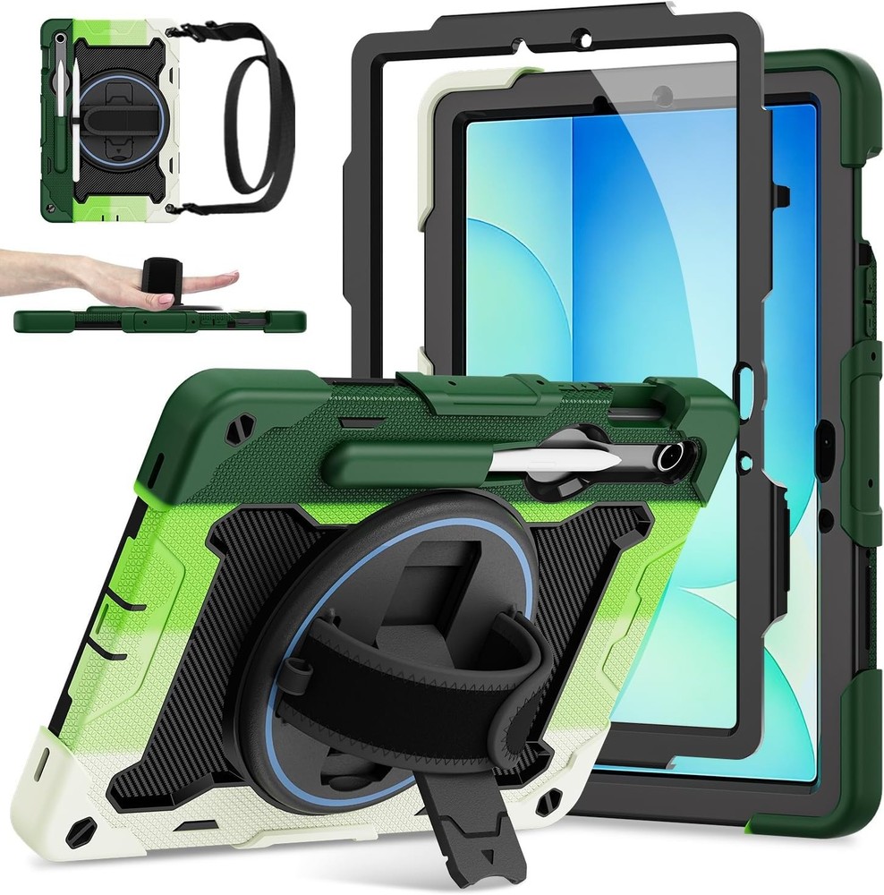Case for Galaxy Tab S10 Lite 10.9" with 360° Rotating Strap & Kickstand, Shockpr