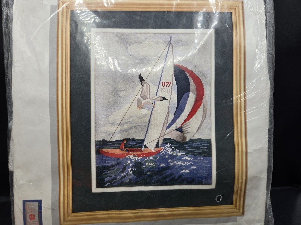 Simplicity Needlepoint Kit #05901 Race The Wind NOS Nautical Vintage 9"x12"