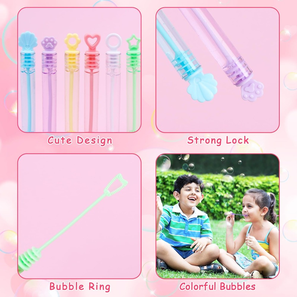 LOAVER 36 Pack Mini Bubble Wands Bulk for 4.3 Inches, Multicolor