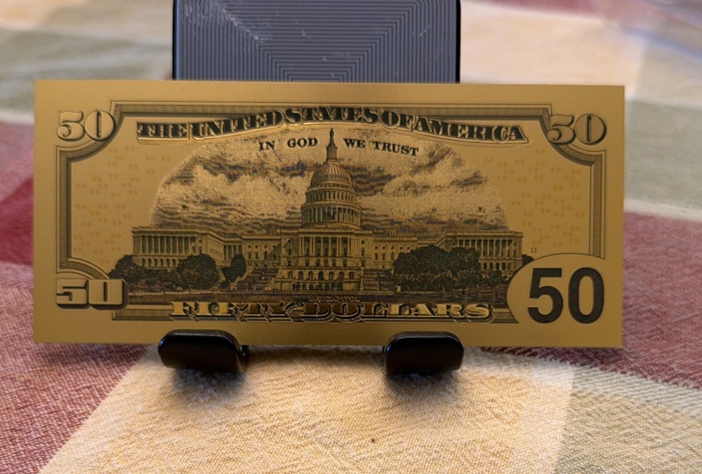24K Gold $50 Dollar Bill