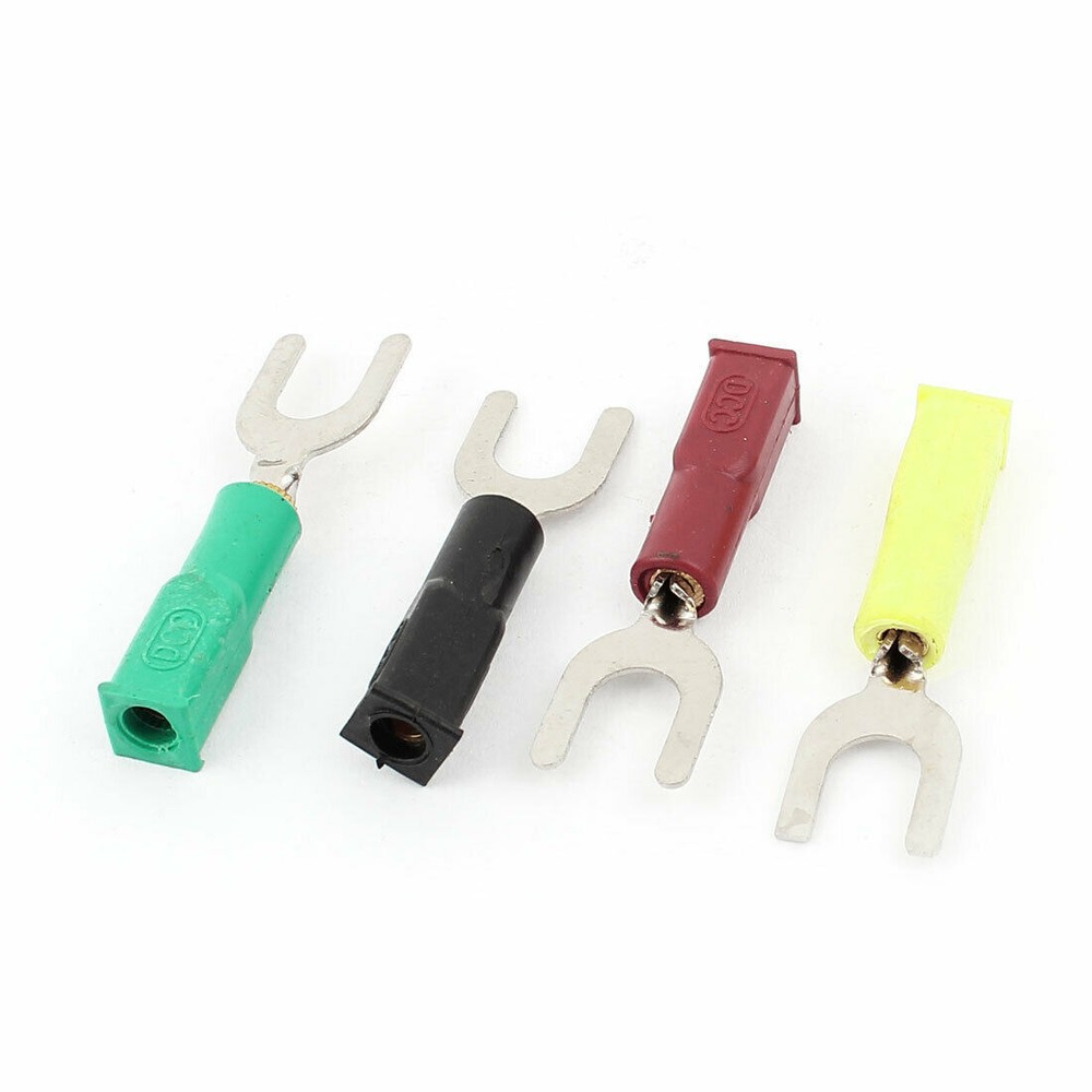 4 Pcs Electrical Test 8mm Open Width 4mm Hole Insulated Fork Terminal #