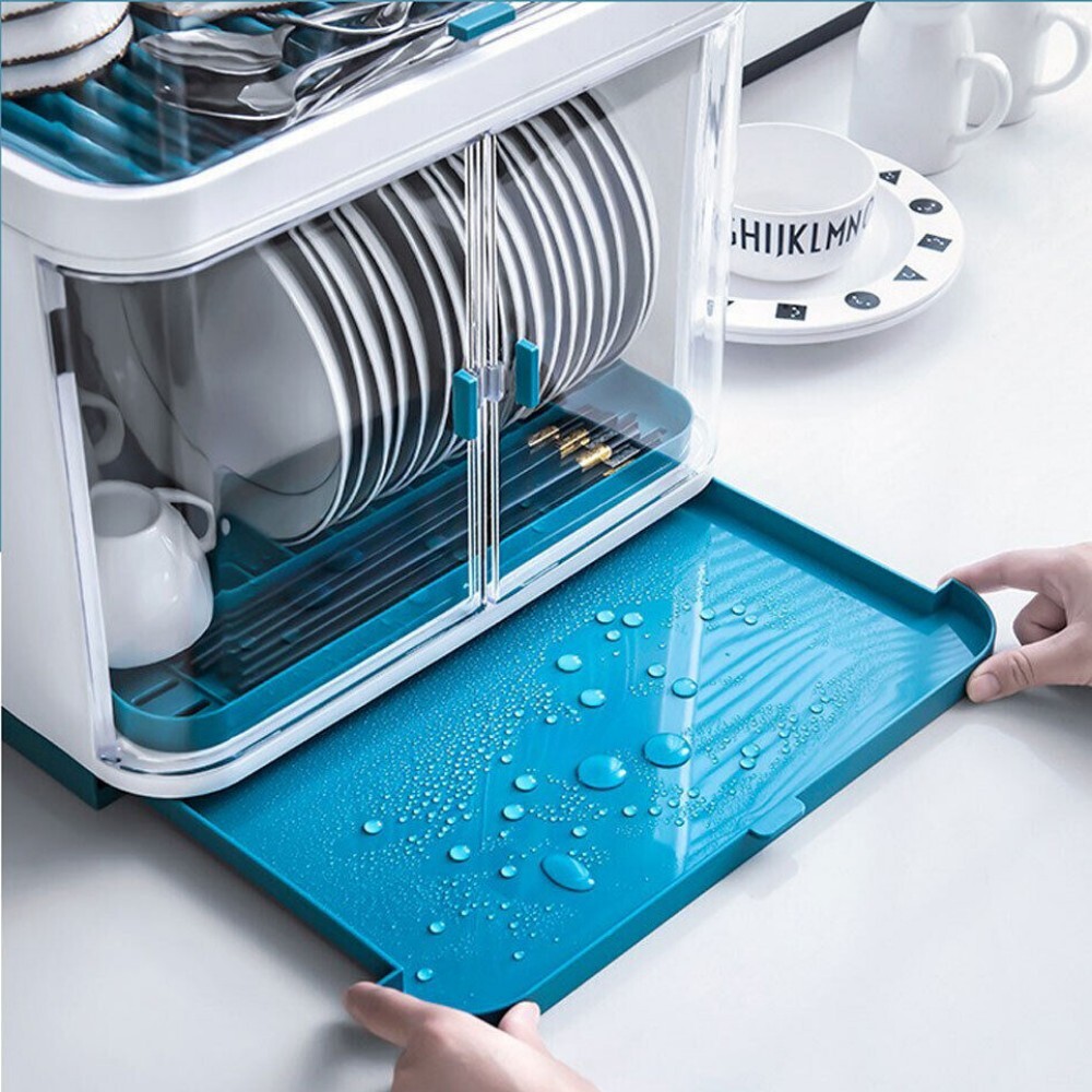 2-layer Kitchen Dish Rack Drainer Bowl Cup Plate Dish Drying Rack With Cover