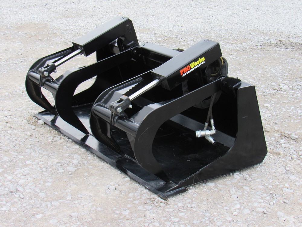 60" Solid Bottom Grapple Grease & 48" Full Guard Pallet Forks Combo Quick Attach
