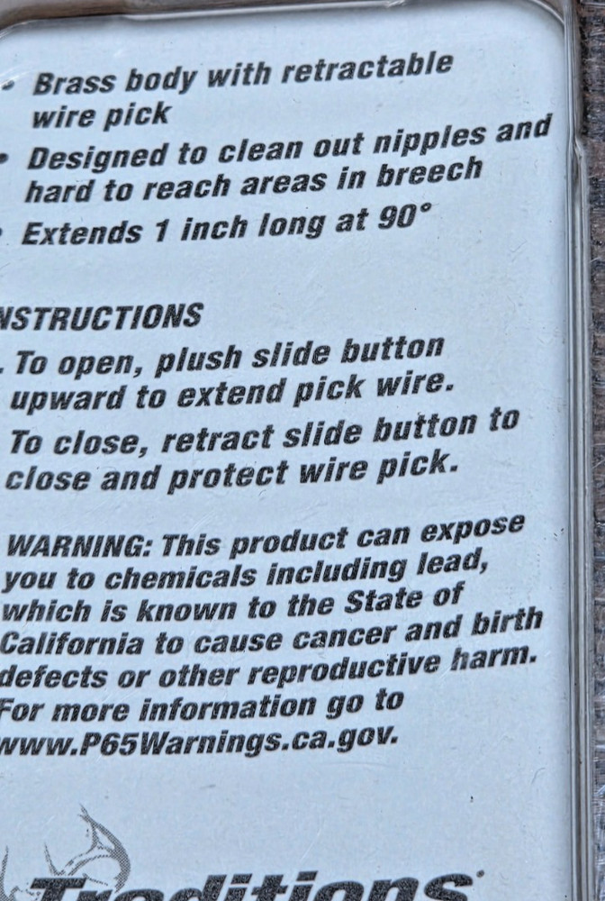 Traditions Performance Firearms Muzzleloader Nipple Pick - In-Line Retractable