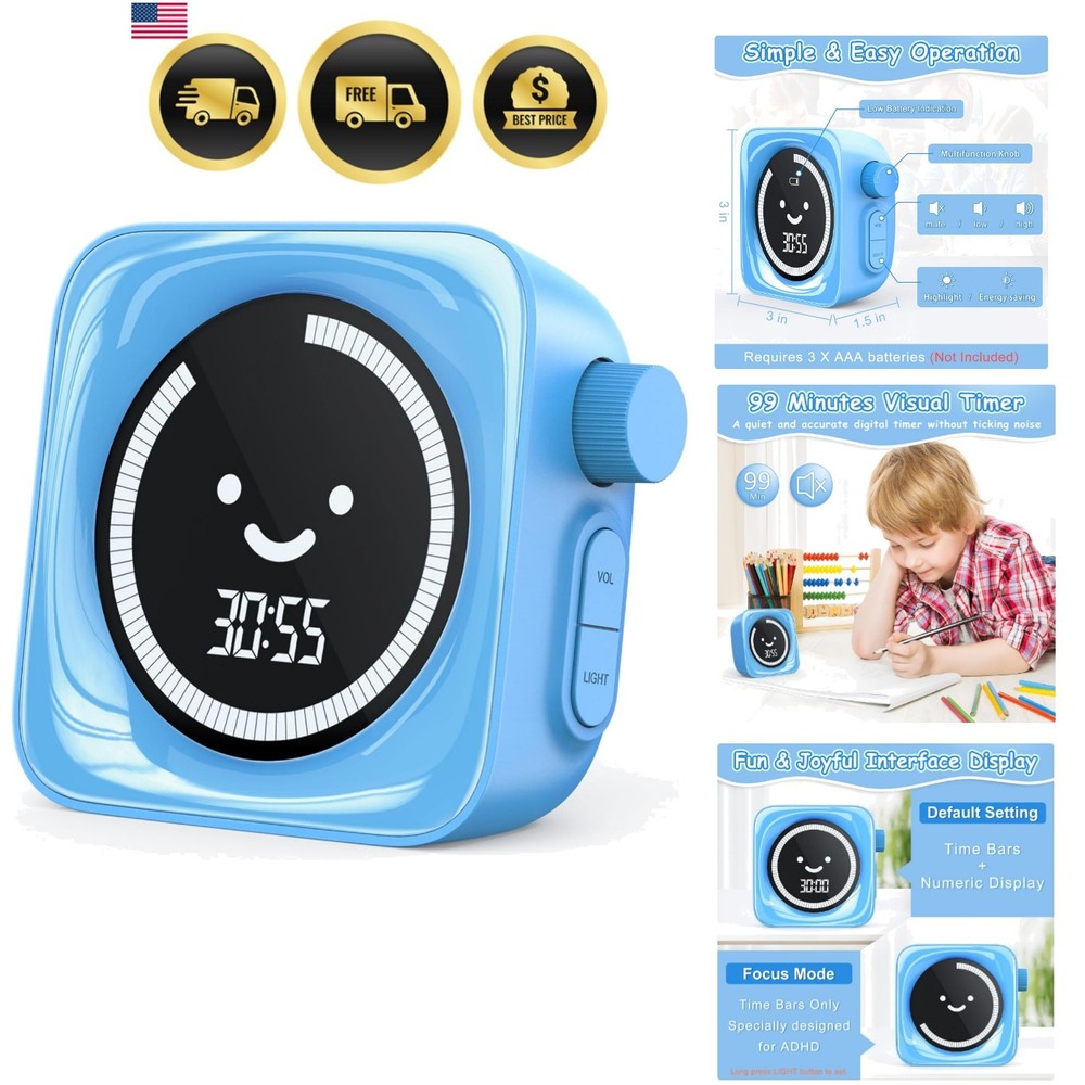 Visual Timer for Kids, 99 Minute Digital Cute Kids Visual Timer Classroom Tim...