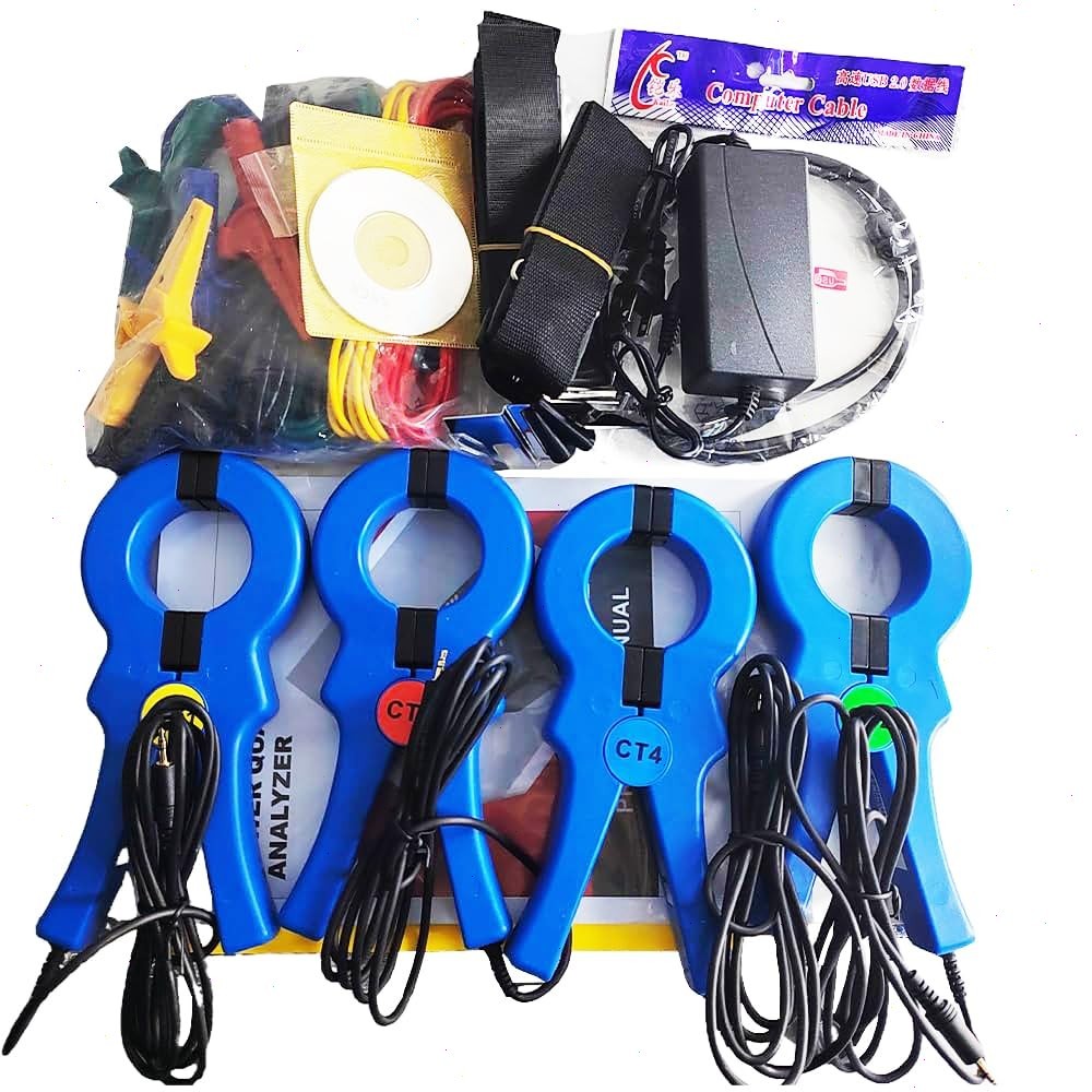 Three Phase Power Quality Analyzer with 4 PCS Circle Current Clamp 1.0A-1000A