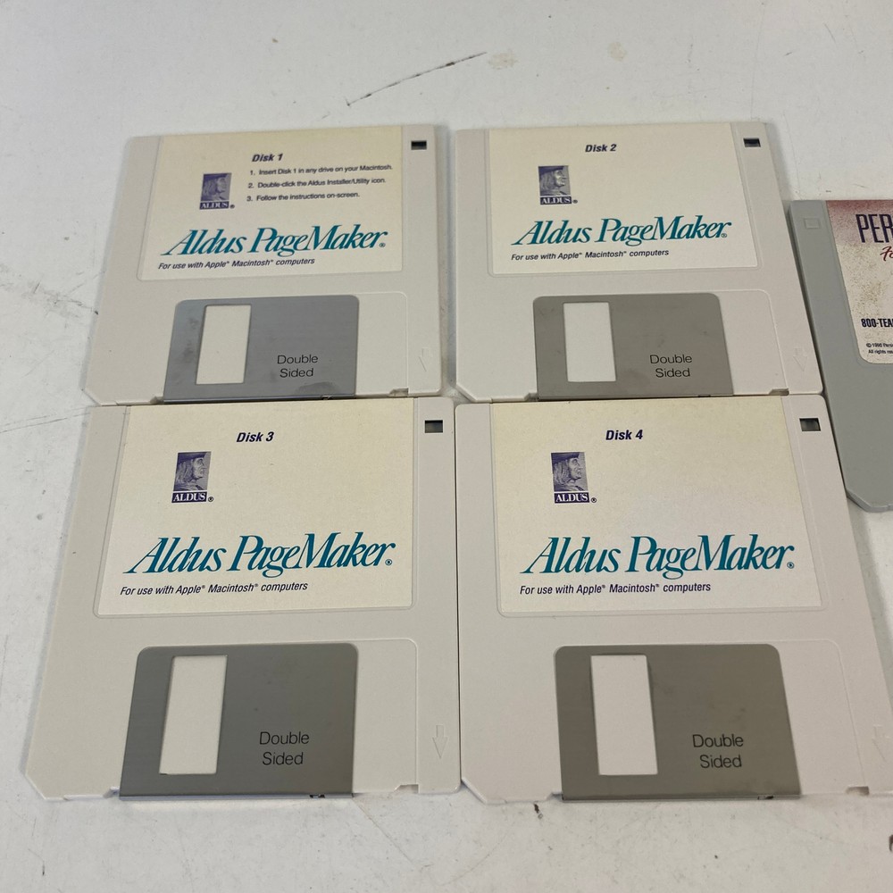 Aldus PageMaker Version 4.00 For Apple Macintosh 3.5" Floppies 1990