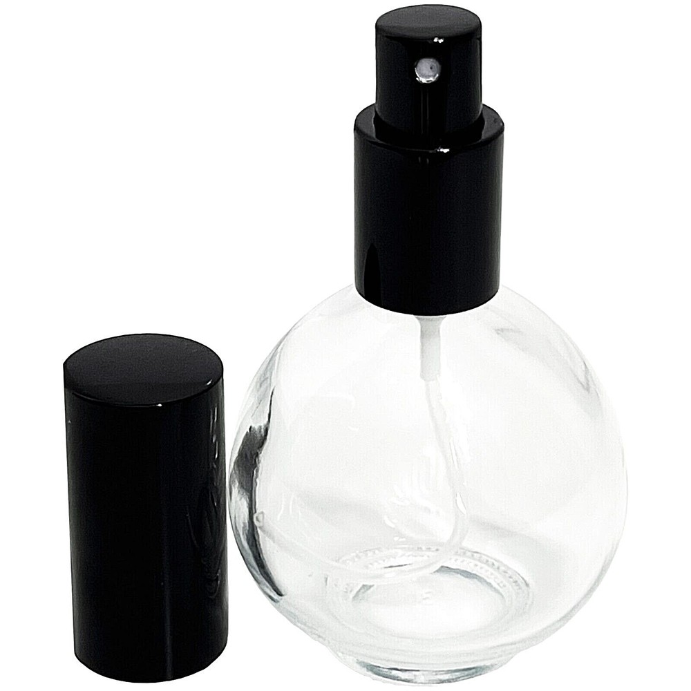 75ml 2.5 oz Empty Sphere Glass Perfume Bottles Black Atomizer Refillable Decant