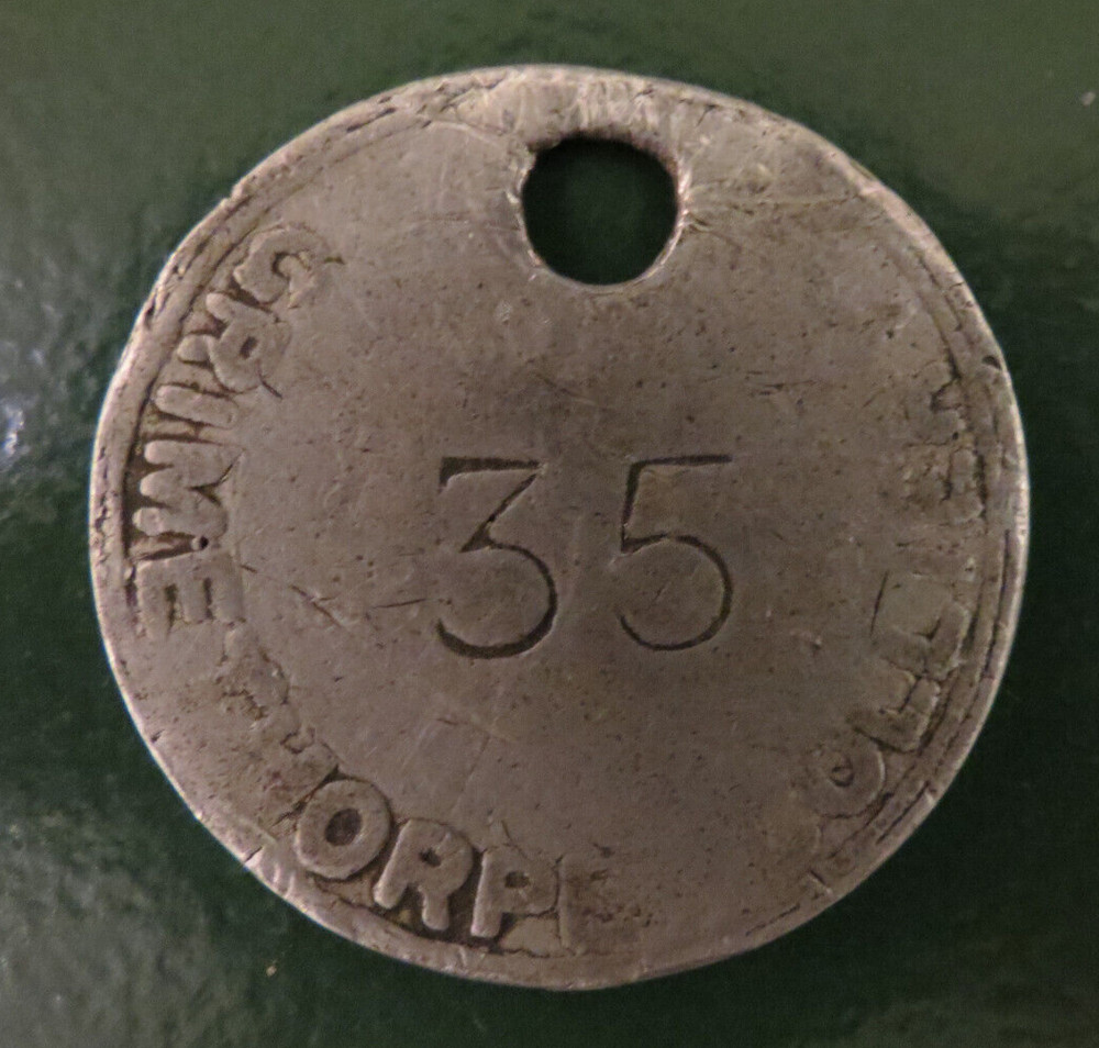 GRIMETHORPE Colliery Pit Check Tally - marked GRIMETHORPE COLLIERY 35