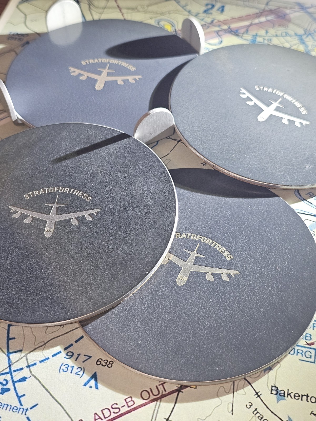 MOTOART PLANETAGS B-52 STRATOFORTRESS COASTER SET OF 4 W/HOLDER