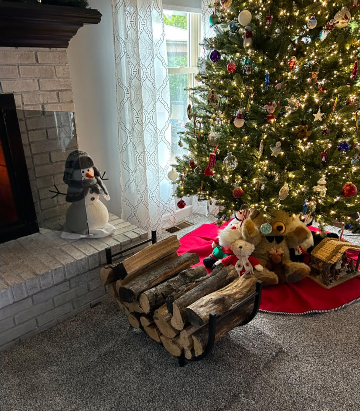 Firewood Rack 30in Outdoor Indoor Storage Rustproof Stable Log Holder Fireplace