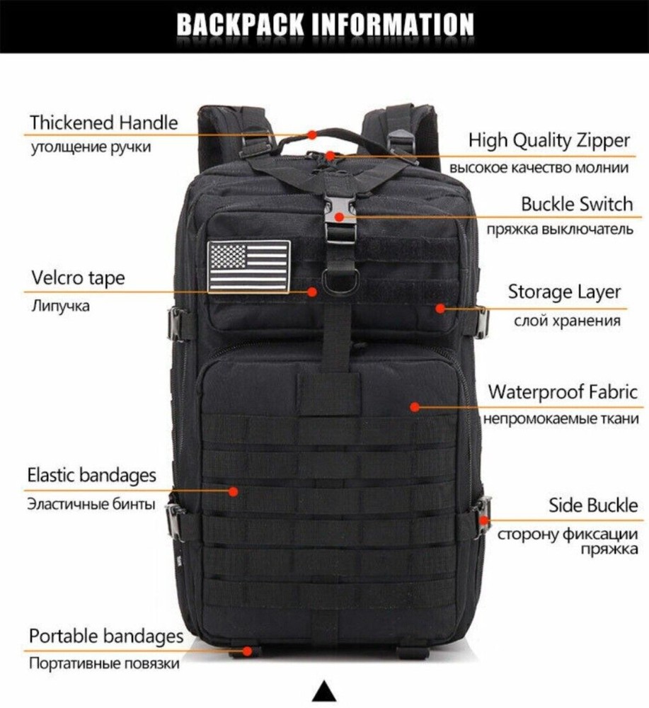 45L Military Tactical Backpack Waterproof Heavy Backpack for Laptop Backpack