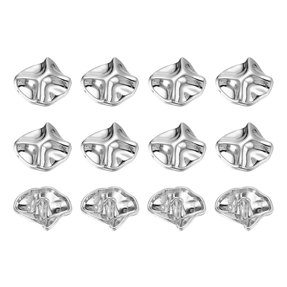 12Pcs Metal Buttons, 18mm Square Shape Sewing Craft Buttons, Silver