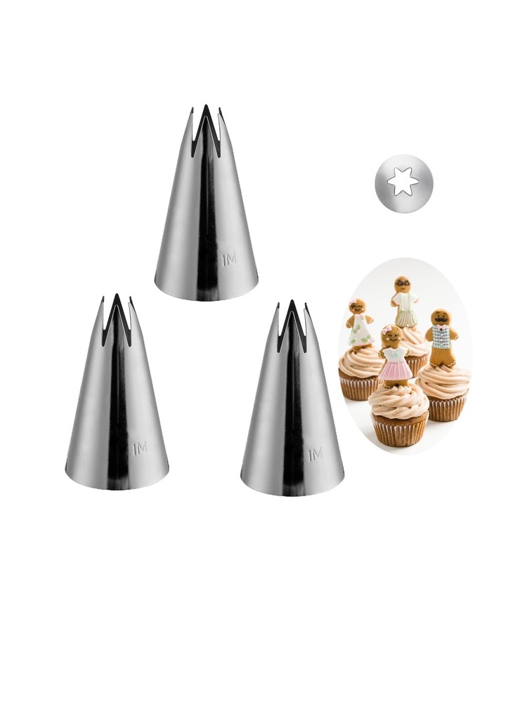 Piping Tip 1M 3 Pcs Set,1M Star Tip for Cake Decorating Essentials
