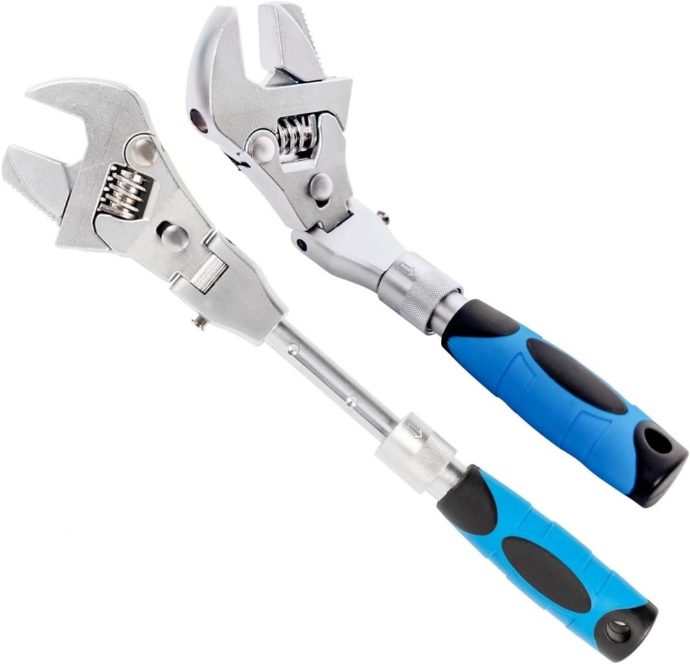 Flexhead Adjustable , 10" to 12" Ratcheting Crescent Wrenches with Retractable E