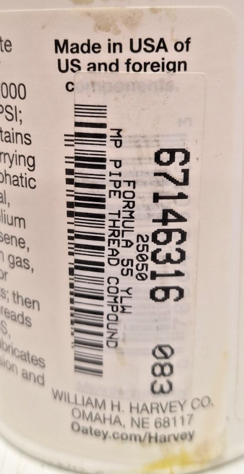 HARVEY SEAL FORMULA 55 8 Fl Oz Pipe Thread Compound Yellow