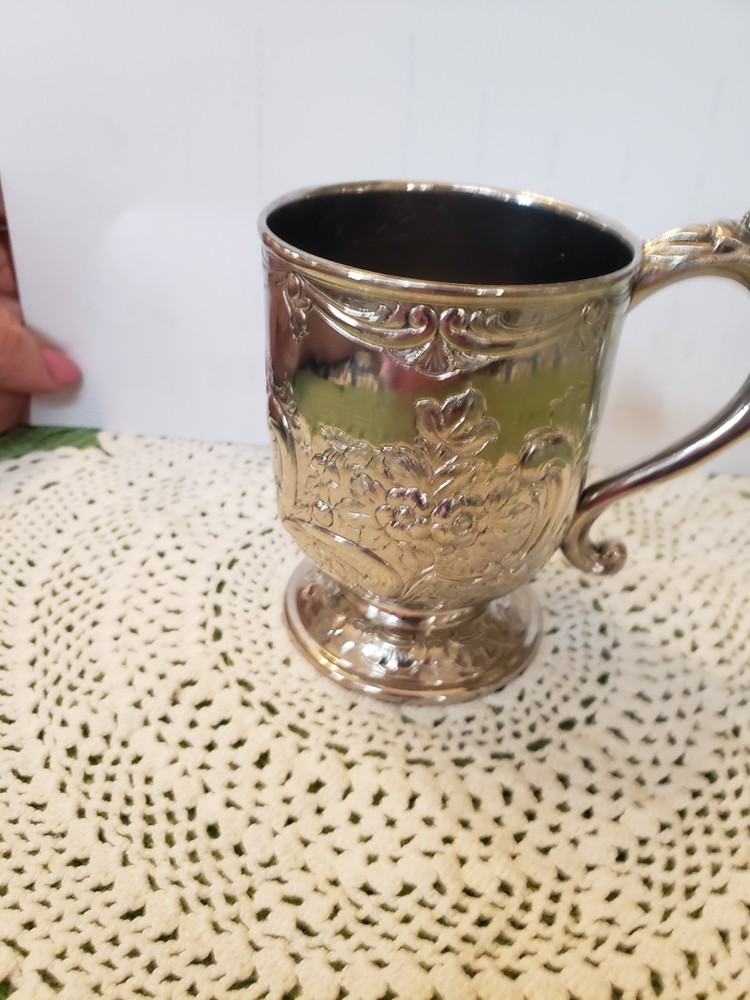 Corbell And Co. Repousse Silverplate Cup Detailed Very Heavy Excellent Condition