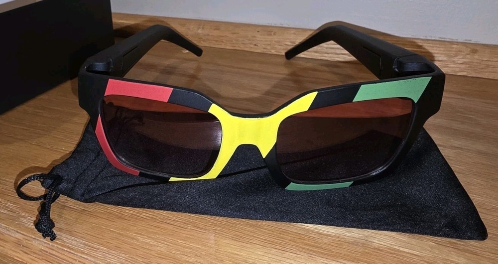 Rasta Square Frame Sunglasses Stash Compartment