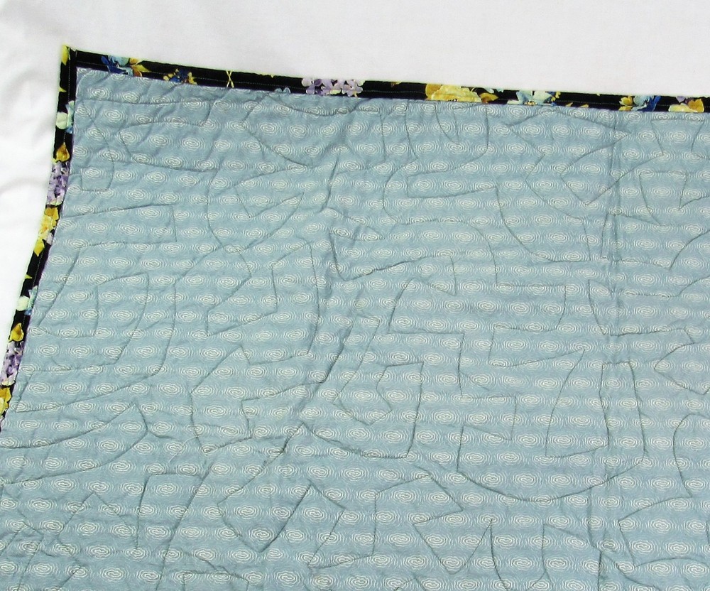 Small Patchwork Quilt yellow blue purple 29" x 44"