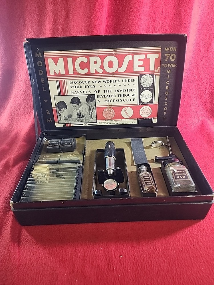 Vintage1950's Microset Model 2M 70 X Microscope Set