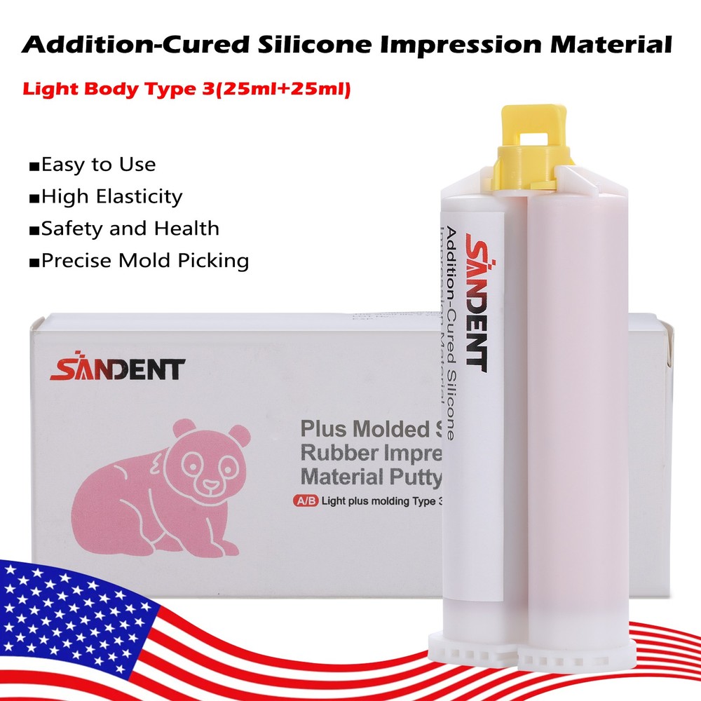 SANDENT Silicone Impression Material Putty Base+Catalyst+Light Body USA 5*Tips
