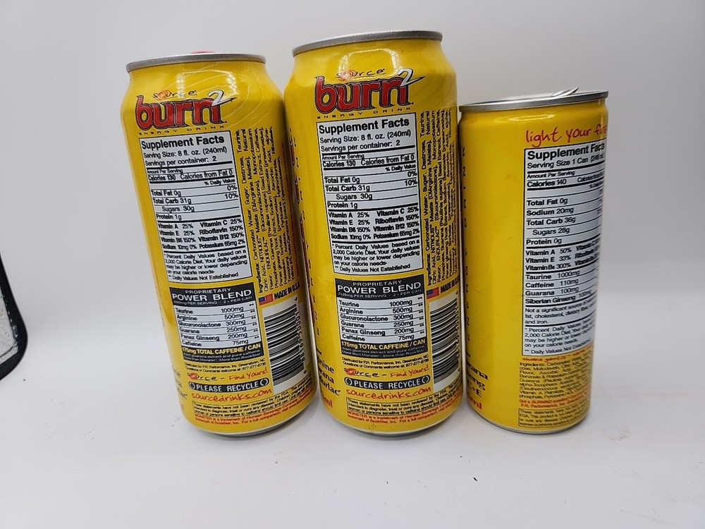 Source Burn Energy 3x Cans original All Different 16oz 8.3oz