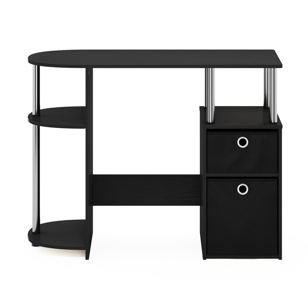 Simplistic Computer Study Desk W Bin Stainless Steel Tubes & Space Saving Design
