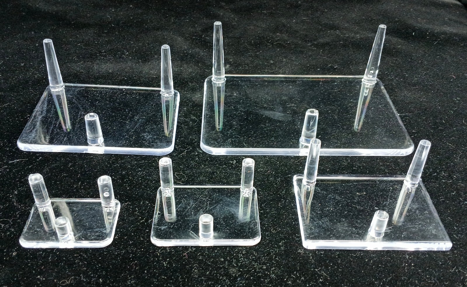 Clear Acrylic Plastic 3-Peg Rock Mineral Fossil Geode Display Stands