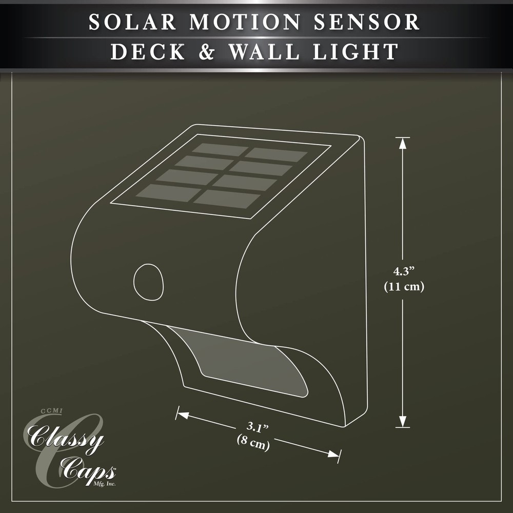 Classy Caps SL133 Solar Motion Sensor Deck & Wall Light, White