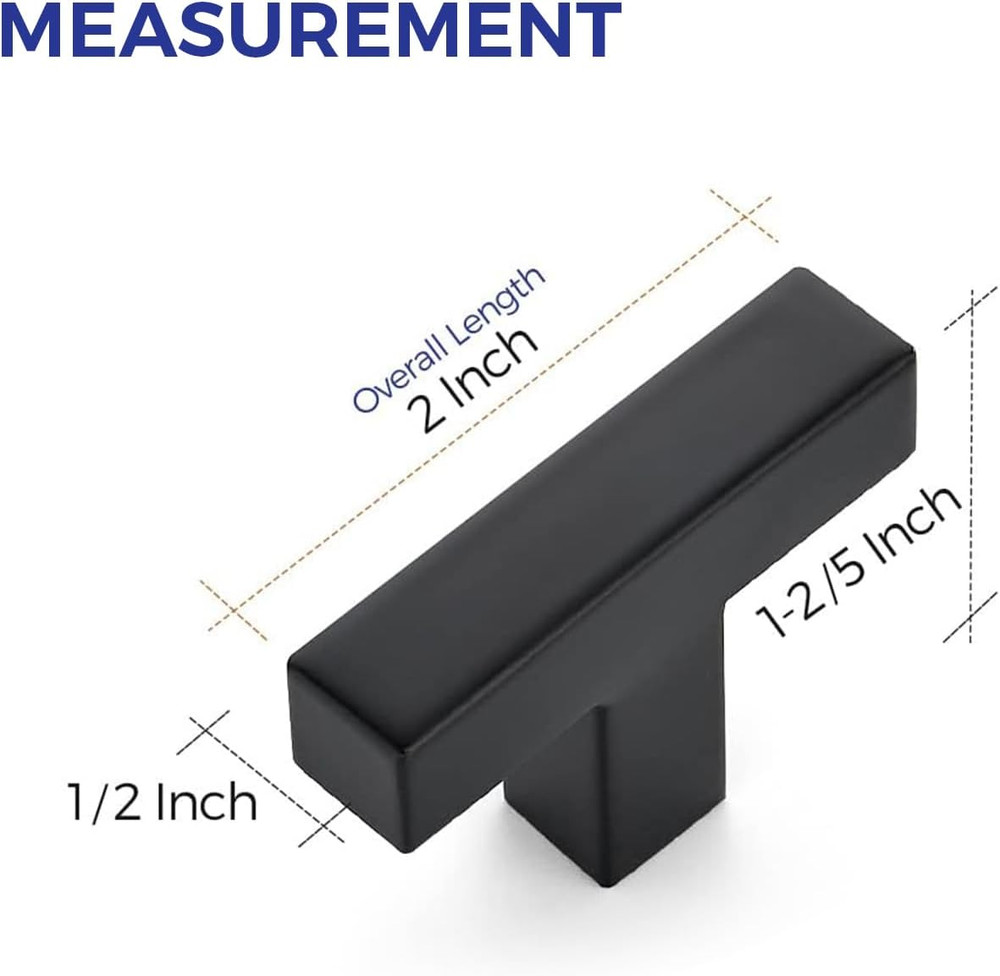 55 Pack Matte Black Square Cabinet Knobs 2" Pulls for Kitchen & Furniture