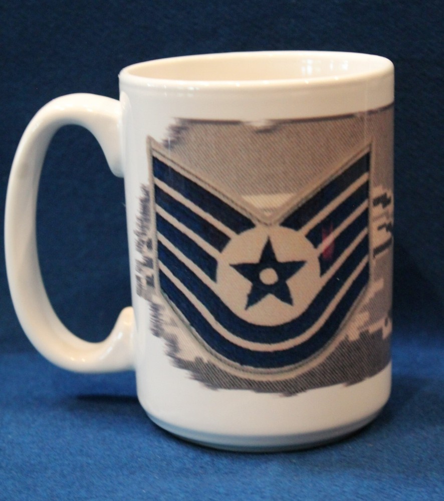 USAF E6 TSgt TECH SERGEANT AIR FORCE CERAMIC COFFEE MUG CUP military rank